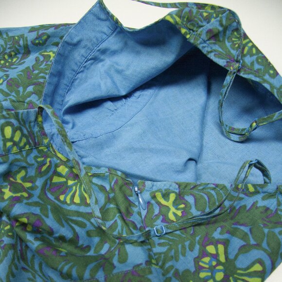 Vintage Gap Garden Floral Paisley Drop Waist Midi Ruffle Tank Dress Turquoise 6 - Picture 6 of 9